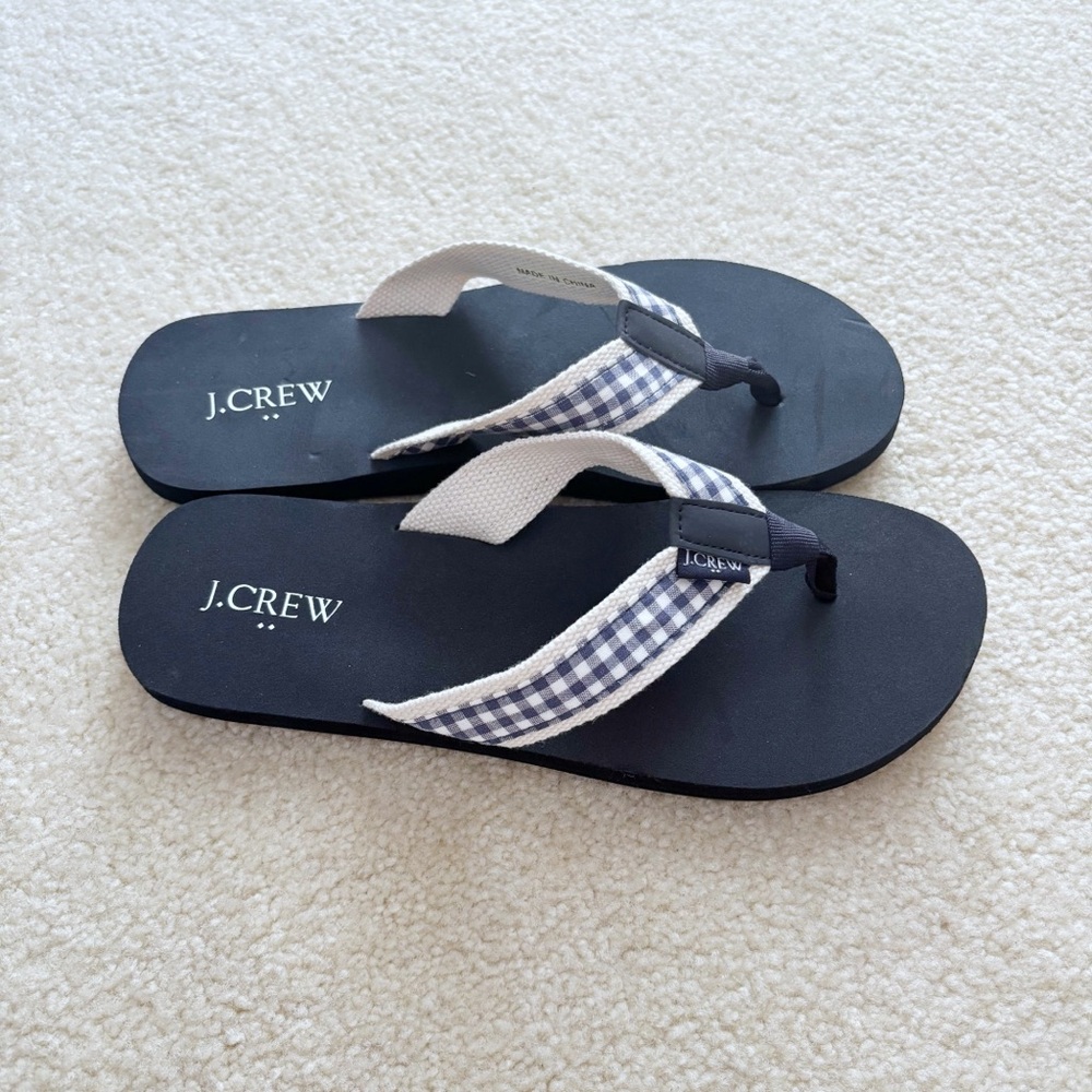 J. Crew Women's Gingham Strap Flip-flops NWOT Size 10
